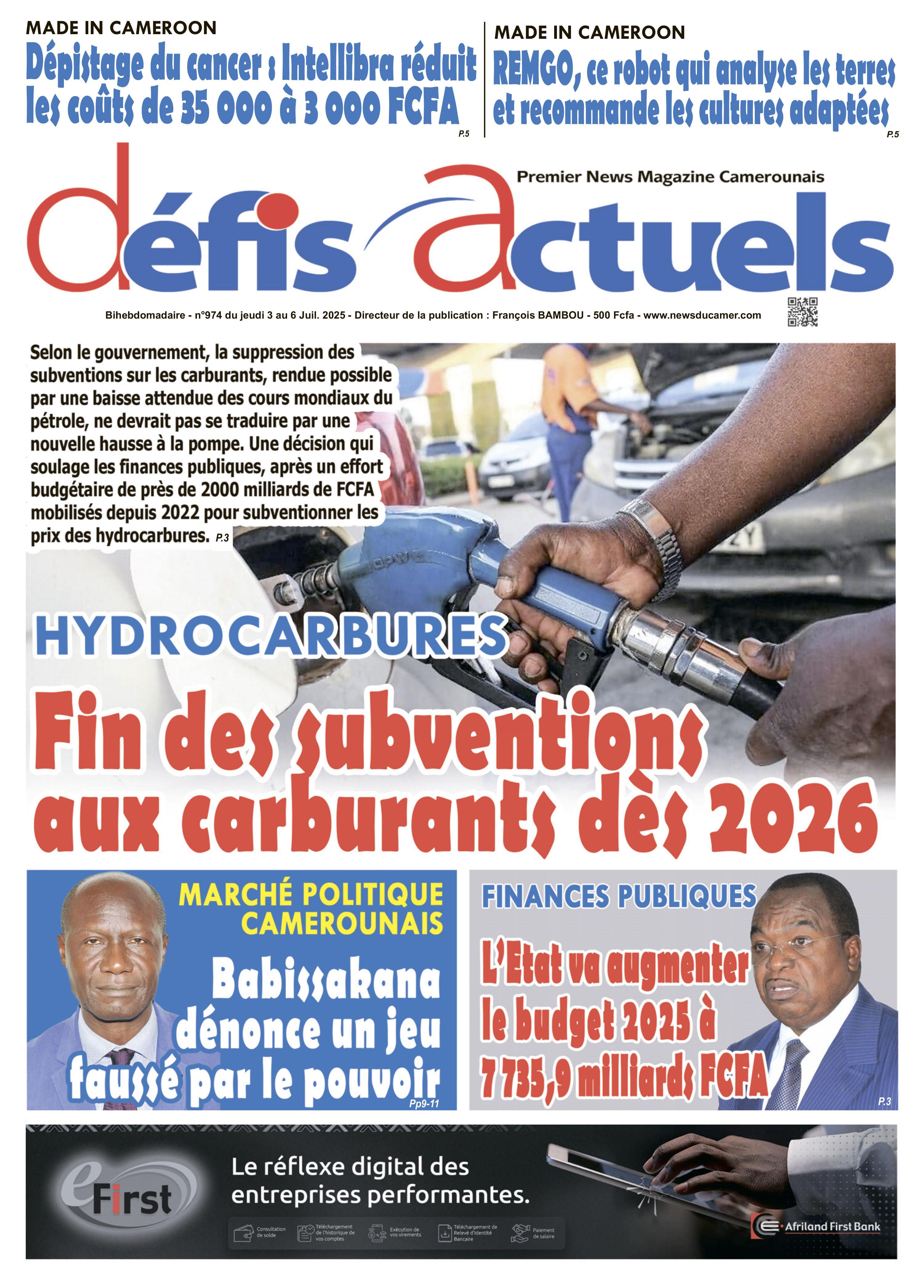 Une du journal DÉFIS ACTUELS N°974