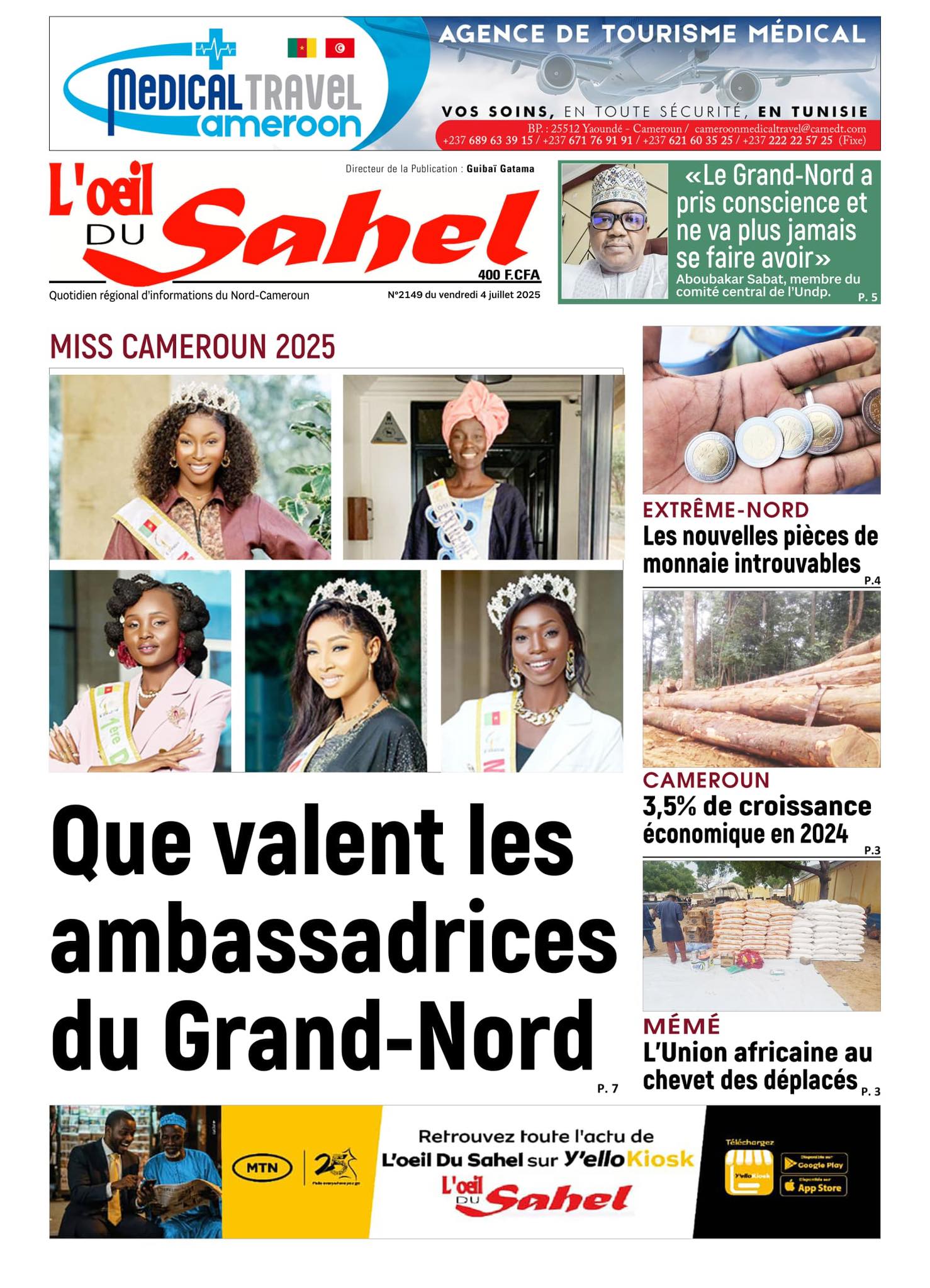 Une du journal L’ŒIL DU SAHEL N°2149