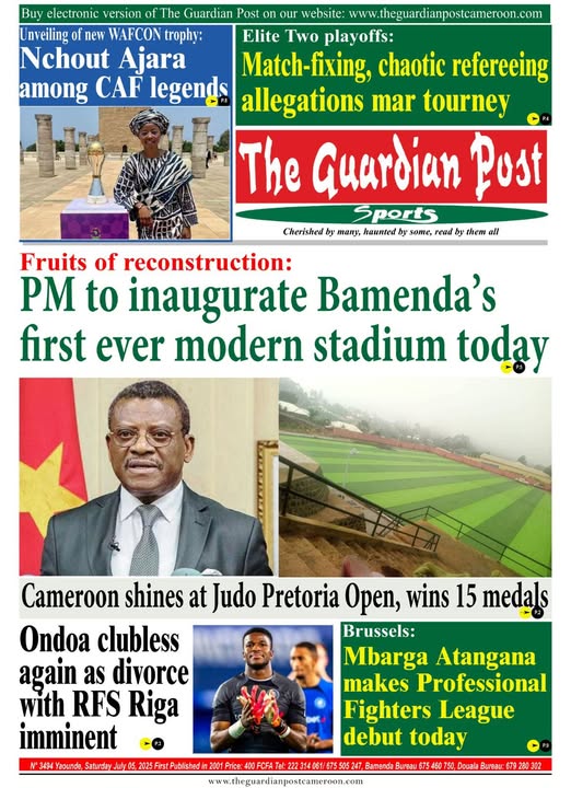 Une du journal THE GUARDIAN POST N°3494