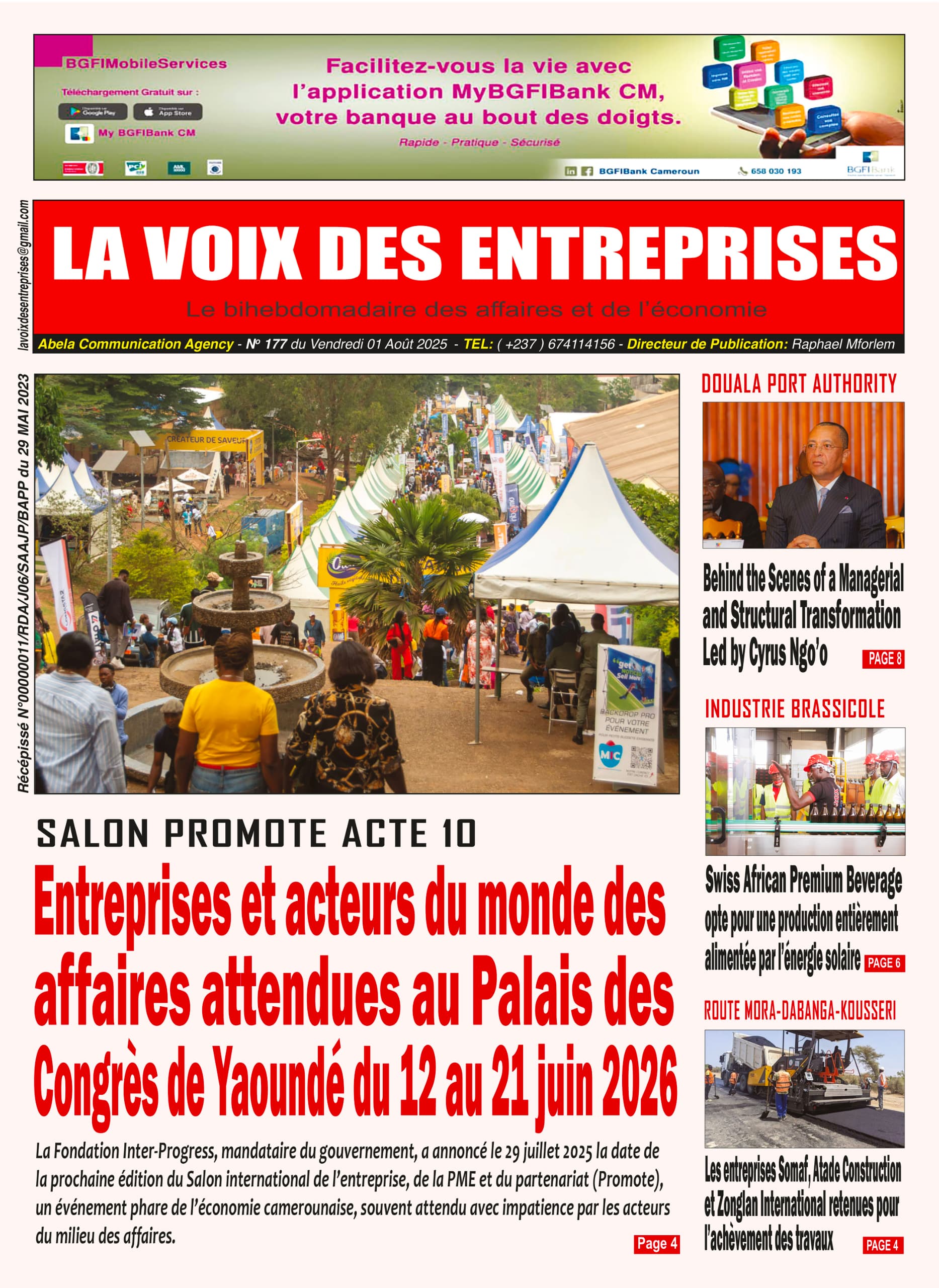 Une du journal LA VOIX DES ENTREPRISES N°177