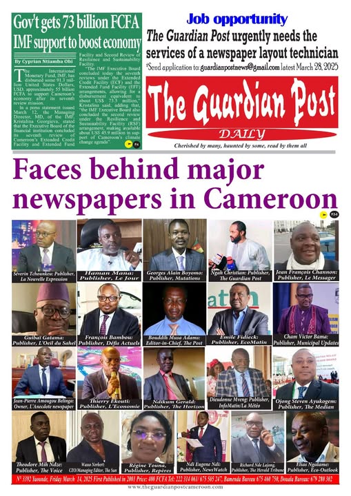 Une du journal THE GUARDIAN POST N°3392