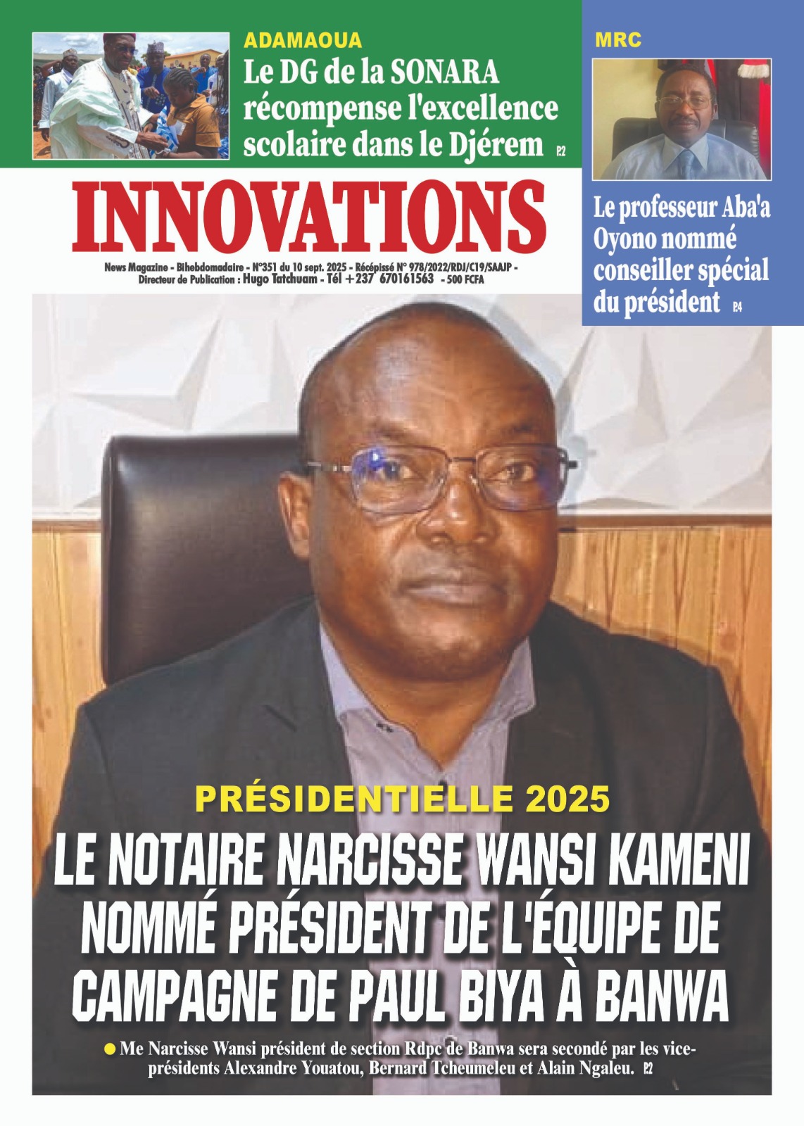Une du journal INNOVATIONS N°351