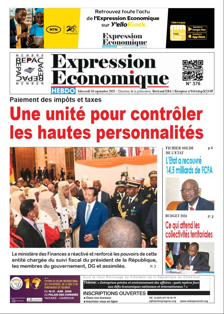 Une du journal EXPRESSION ECONOMIQUE N°376