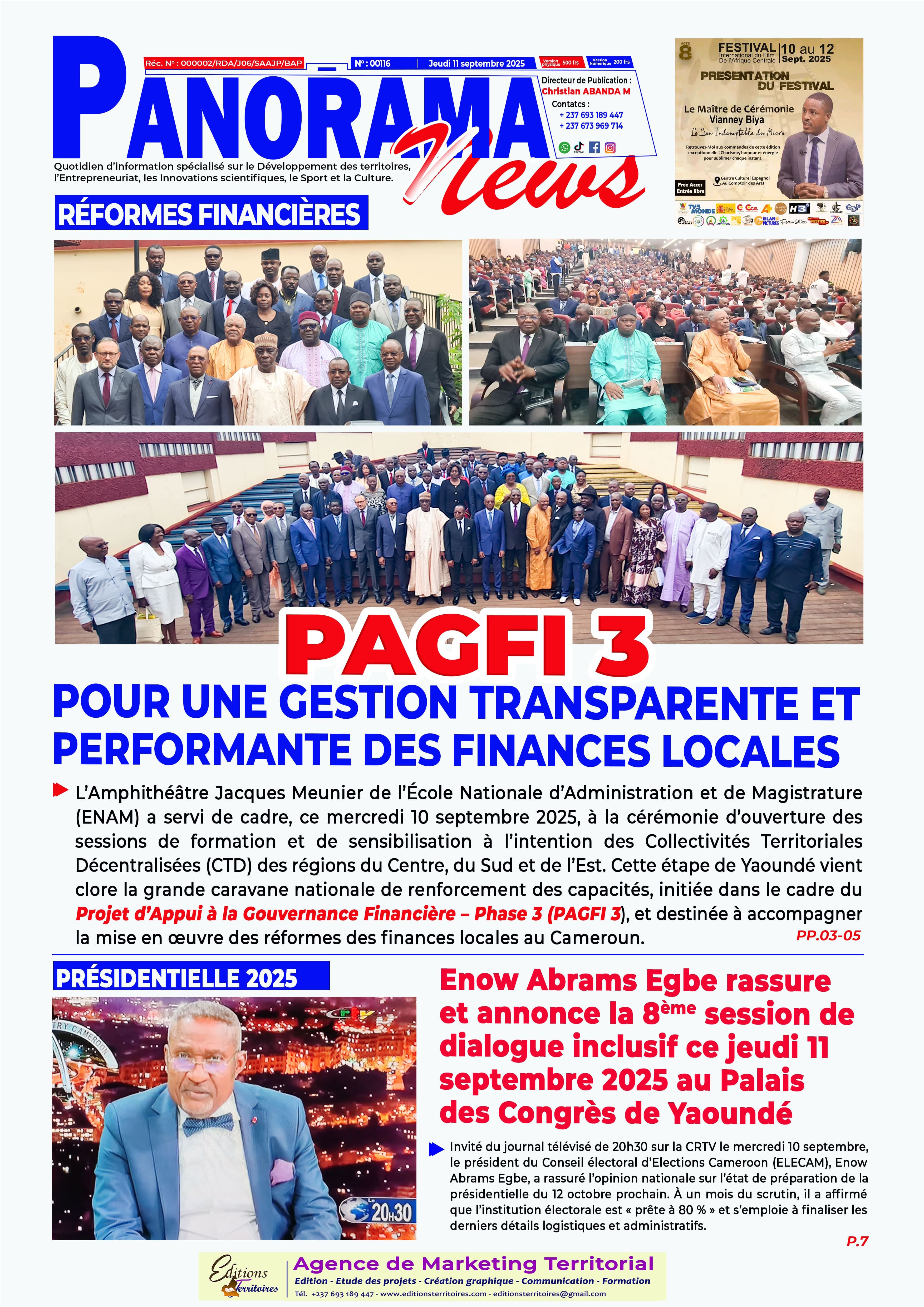 Une du journal Panorama News No 116