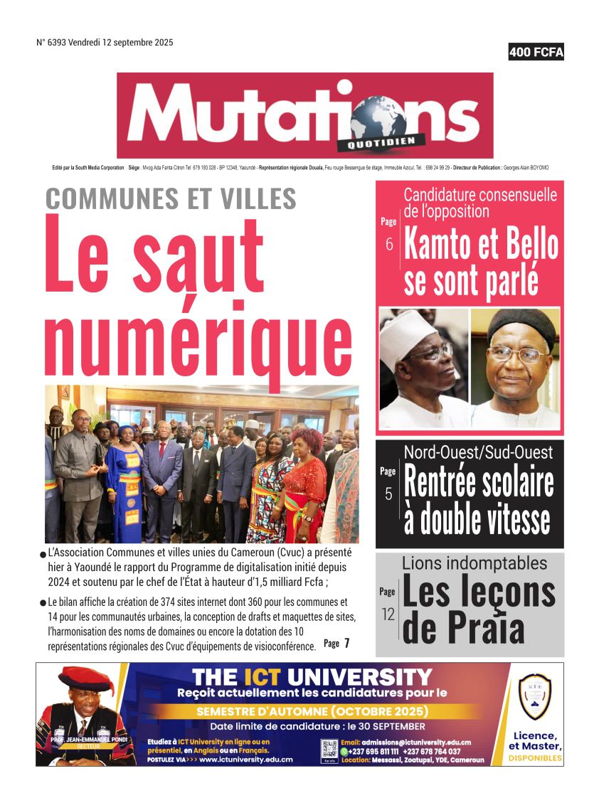 Une du journal MUTATIONS N°6393