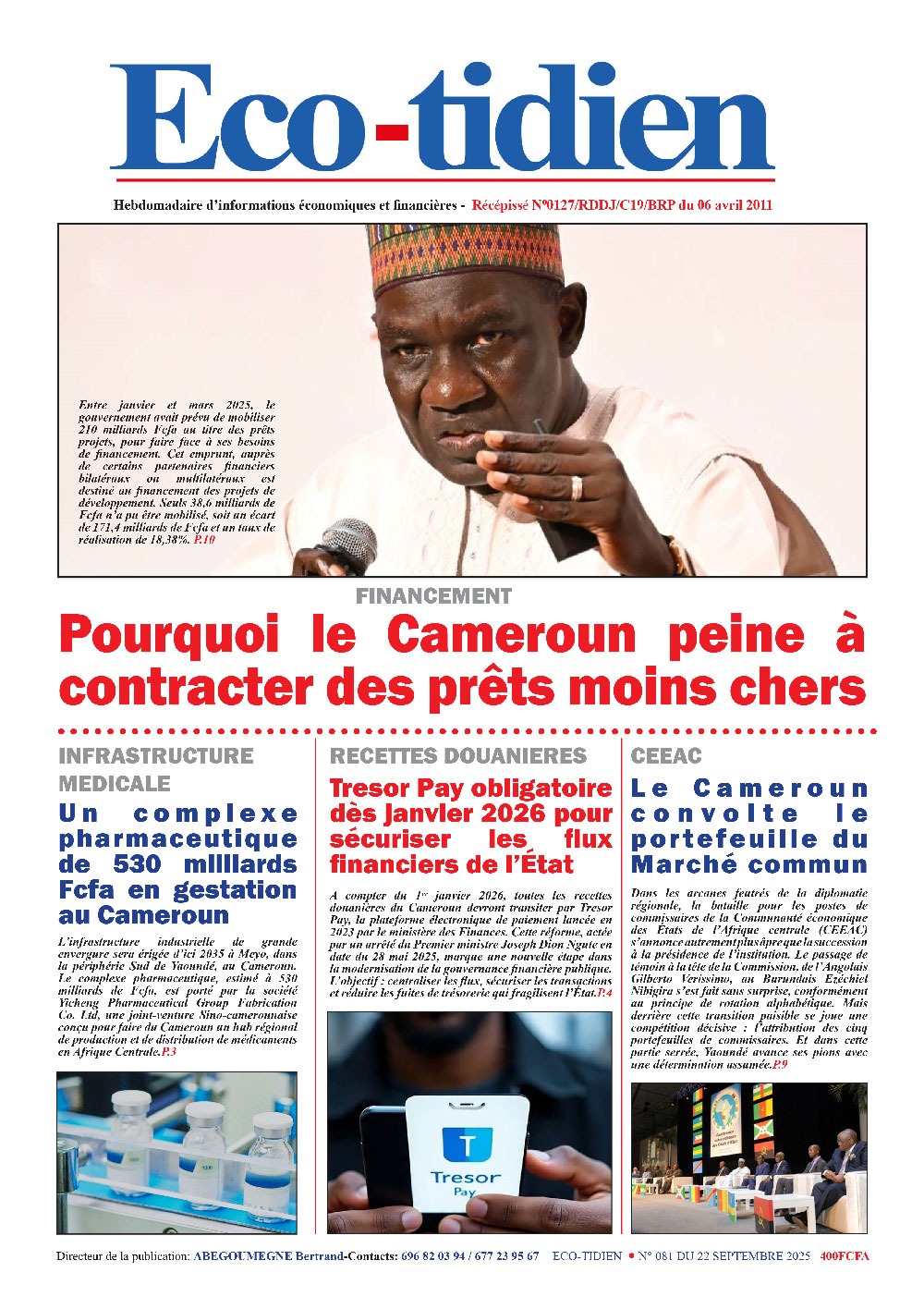 Une du journal ECO-TIDIEN N°081
