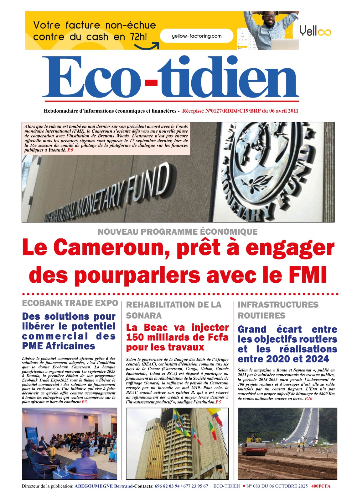 Une du journal ECO-TIDIEN N°083