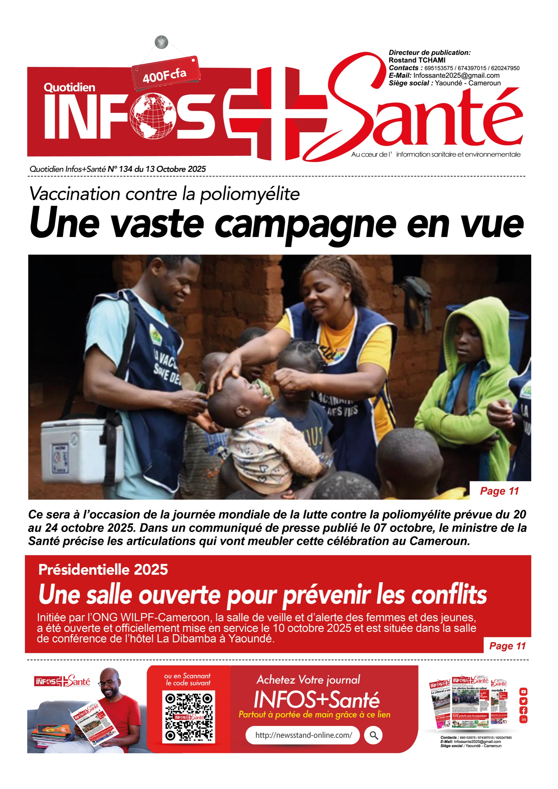 Une du journal INFOS+ SANTÉ N°134
