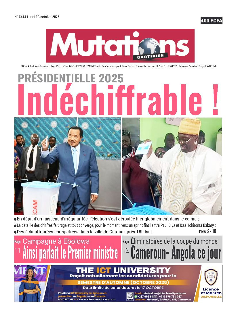 Une du journal MUTATIONS N°6414