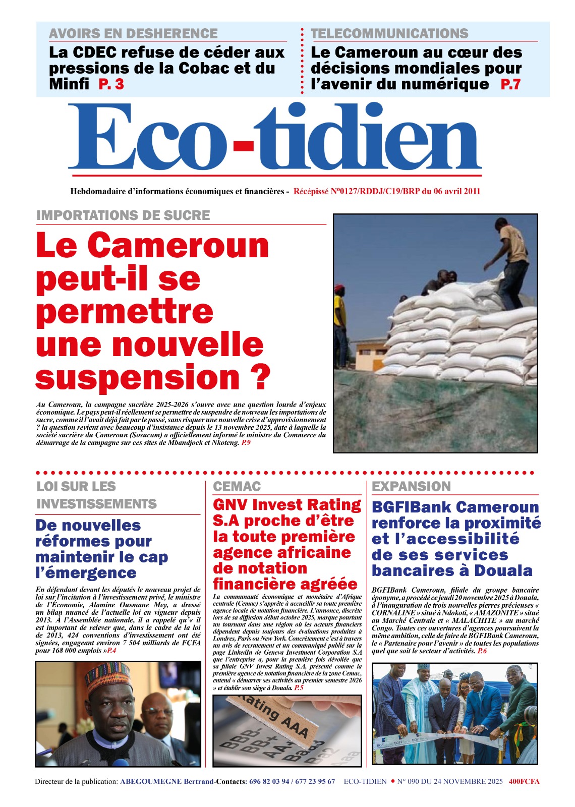 Une du journal ECO-TIDIEN N°090