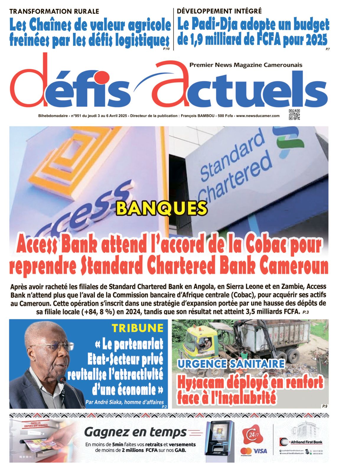 Une du journal DÉFIS ACTUELS N°951
