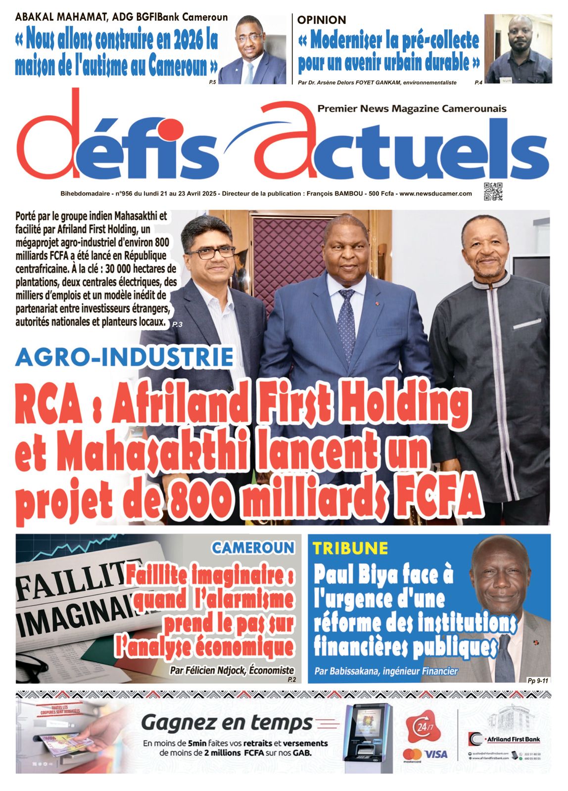 Une du journal DÉFIS ACTUELS N°956