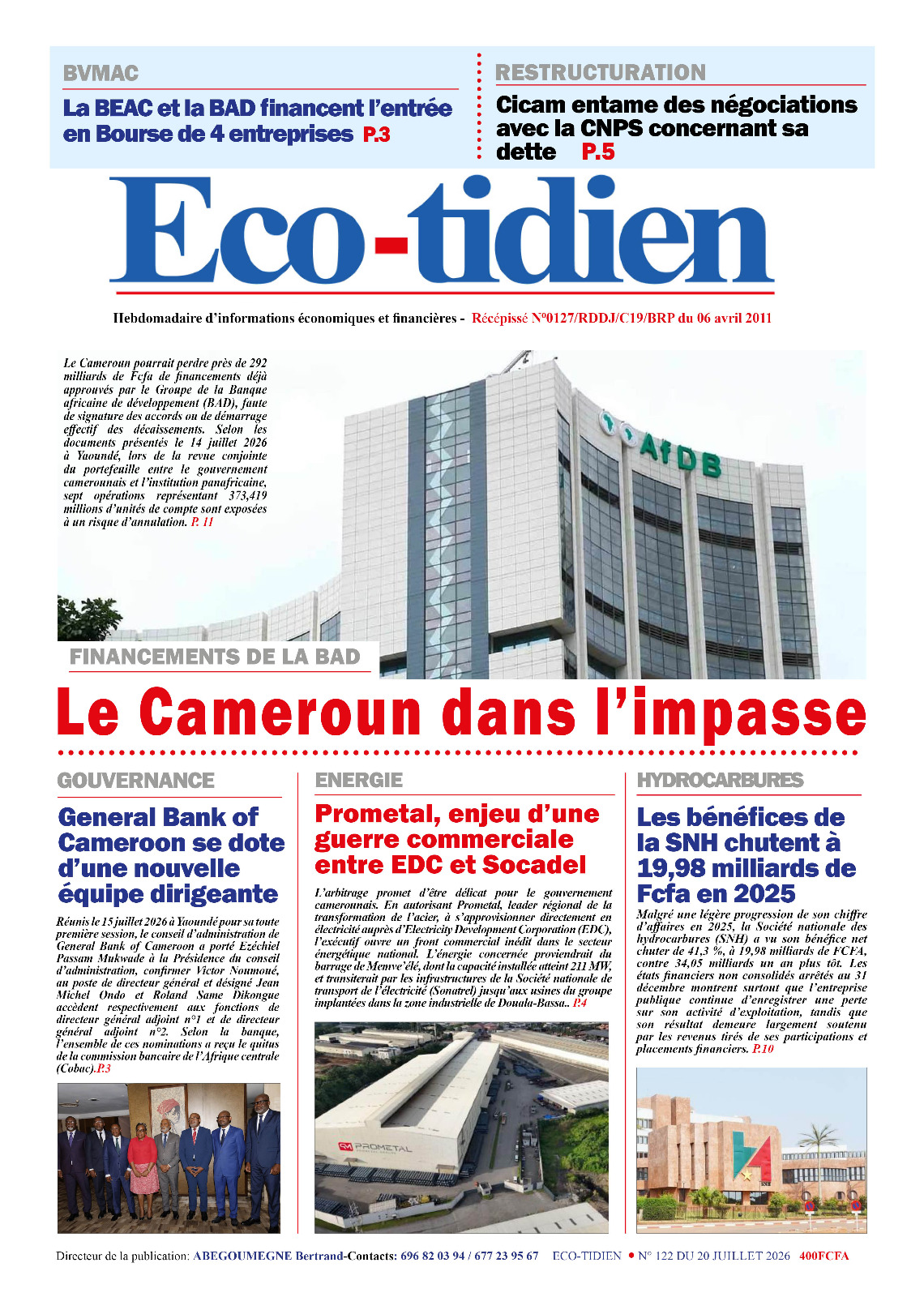 Une du journal ECO-TIDIEN N°122