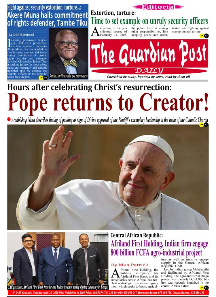 Une du journal THE GUARDIAN POST N°3427