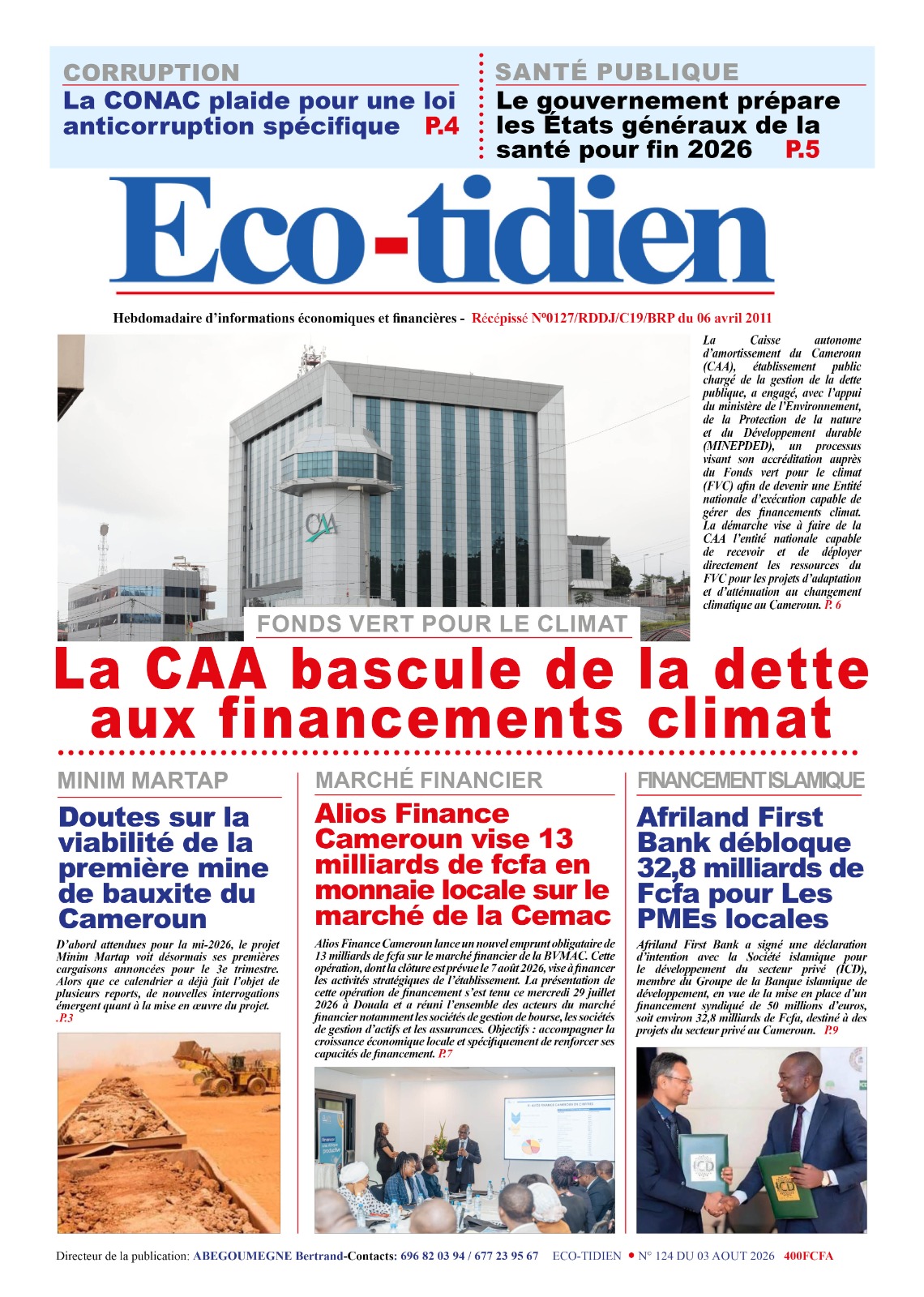 Une du journal ECO-TIDIEN N°124