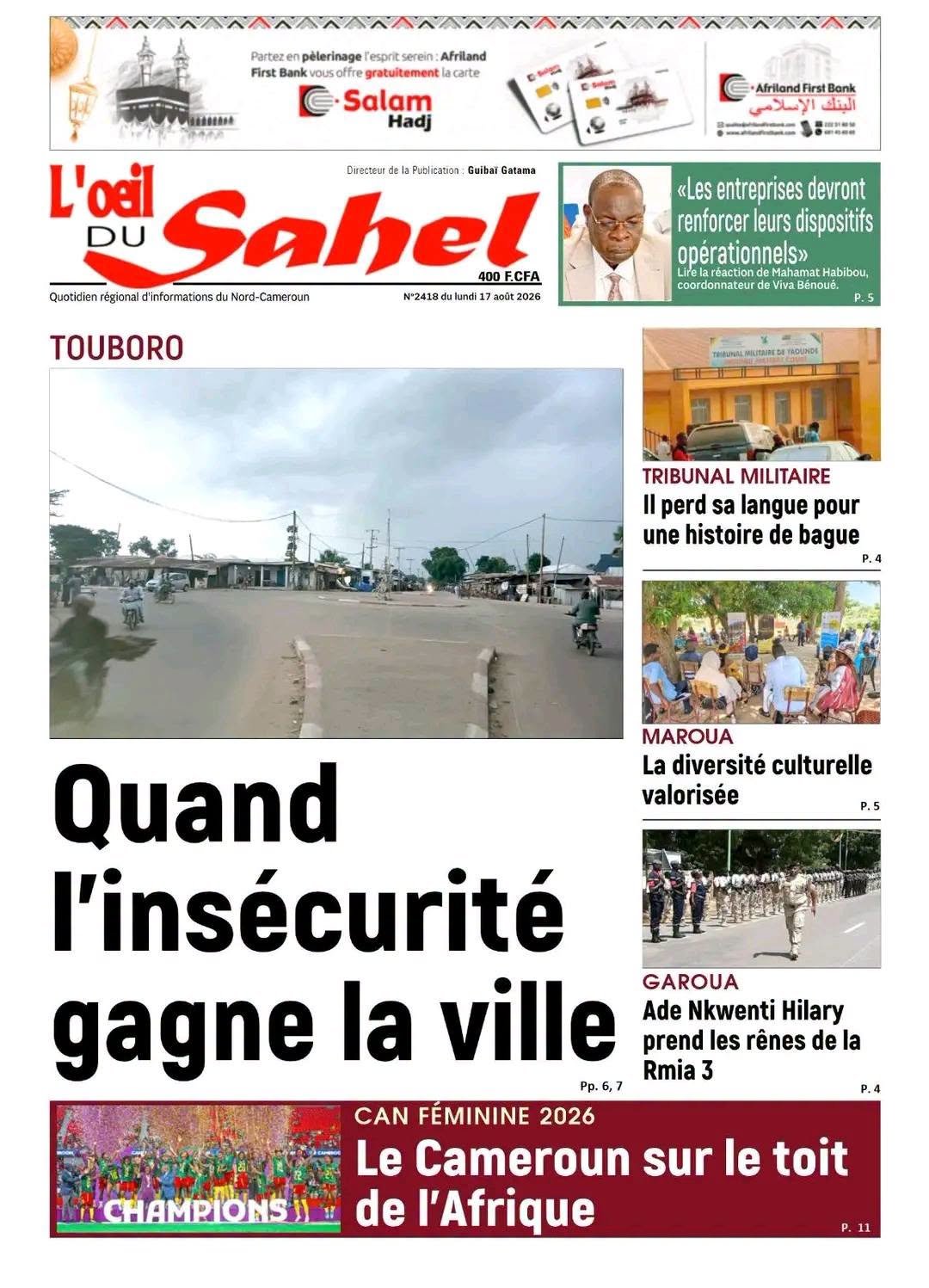 L’ŒIL DU SAHEL N°2418