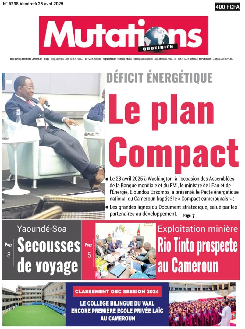 Une du journal MUTATIONS N°6298