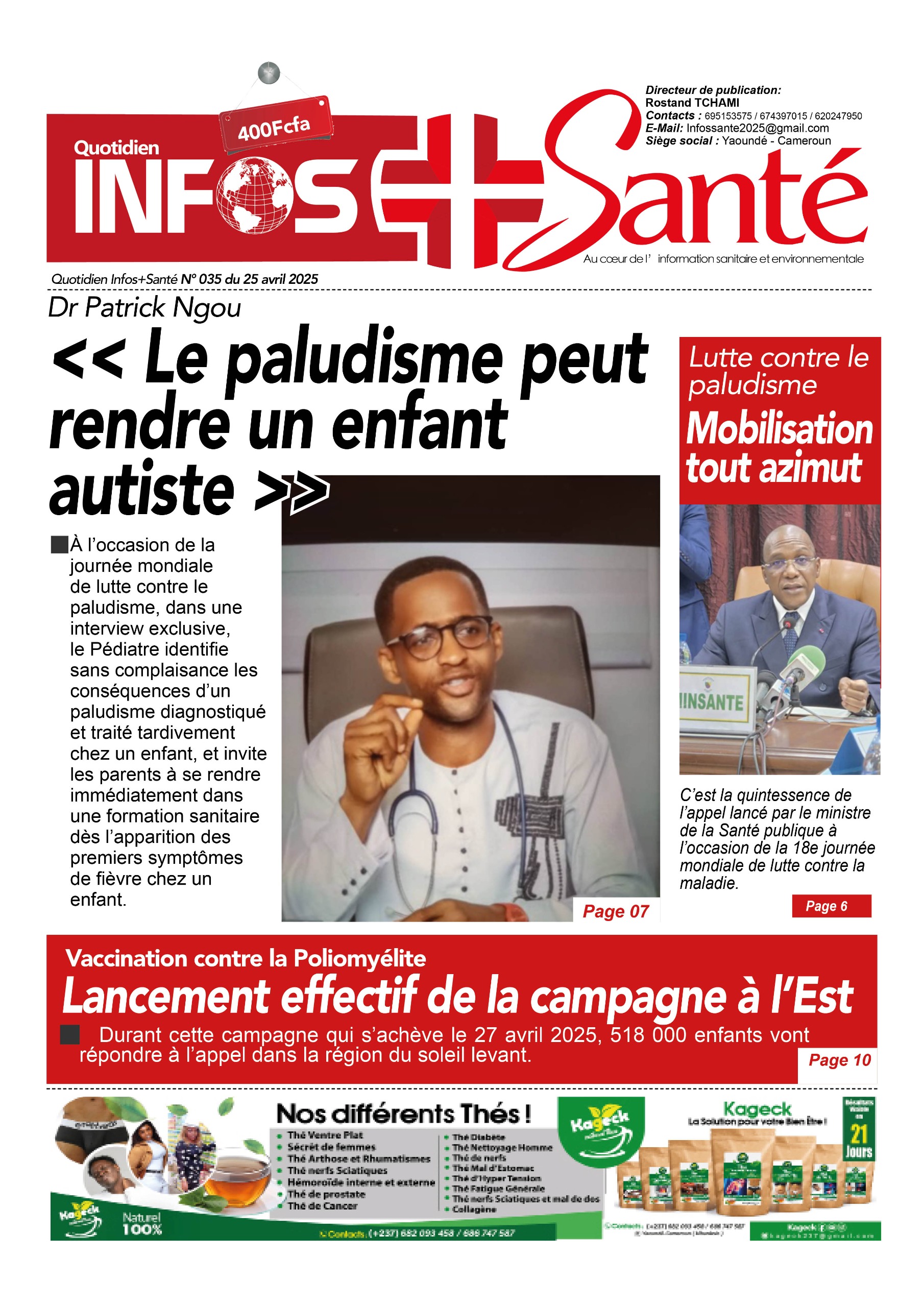 Une du journal INFOS+ SANTÉ N°035