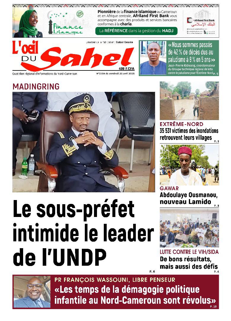 Une du journal L’ŒIL DU SAHEL N°2104