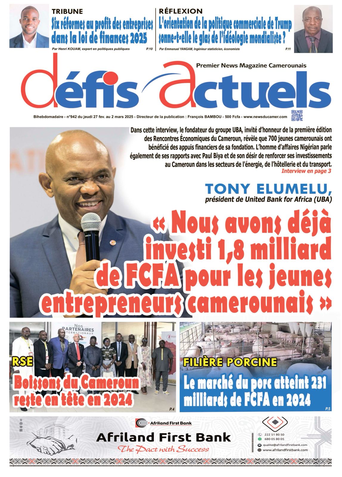 Une du journal DEFIS ACTUELS N°942