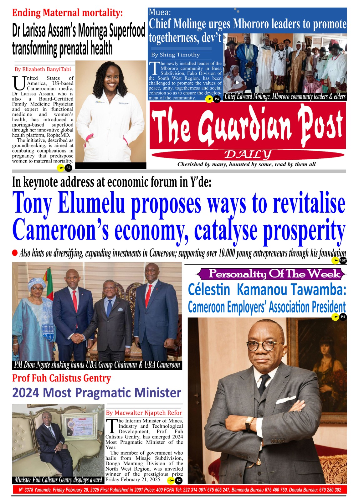 Une du journal THE GUARDIAN POST N°3378
